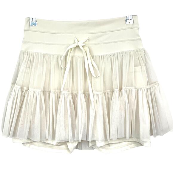 POPFLEX Dresses & Skirts - POPFLEX Pirouette Skirt Womens Large Off White Mesh Lined Drawstring Tennis